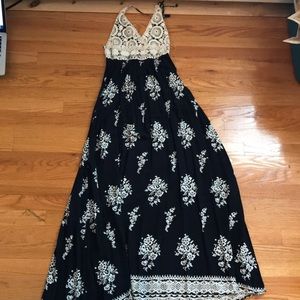 Navy and White Maxi Dress